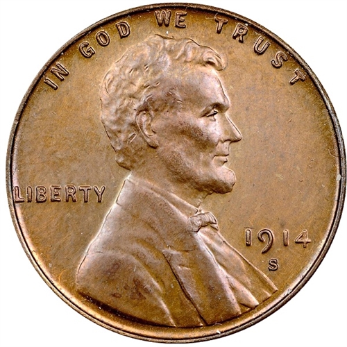 1914-S Lincoln Wheat popular Cent EF/BN