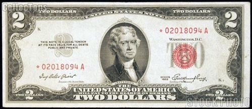 1953 2 Red Seal U.S. Currency Notes For Sale