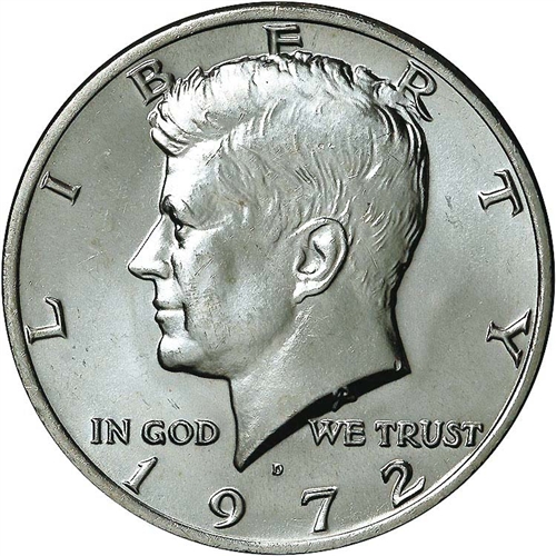 Kennedy Half Dollar 1972 D 1972 Half Dollar Coin