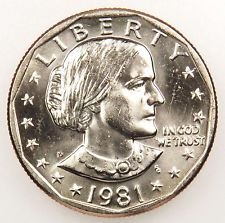 1981 Dollar Coin Susan B Anthony Dollar One Dollar Coin