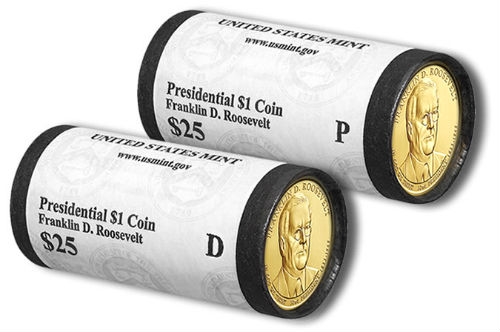 Franklin Roosevelt New Dollar Coin Rolls